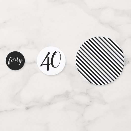 40th Birthday Photo Black White Party Confetti (Achterkanten)