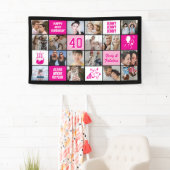 40th Birthday Photo Collage Custom Pink Black Spandoek (Insitu)