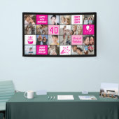 40th Birthday Photo Collage Custom Pink Black Spandoek (Beurs)