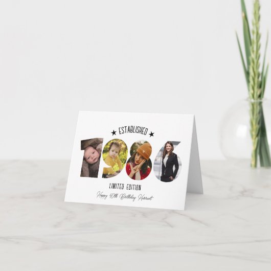 40th birthday Photo Collage established 1986 Bedankkaart (Voorkant)