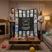 40th Birthday Photo Collage Son Or Husband Fleece Deken