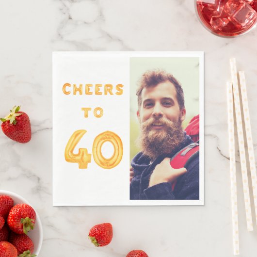 40th birthday photo gold balloons cheers luncheon servet (Insitu)