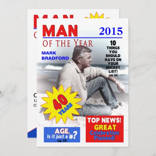 40th Birthday PHOTO Uitnodiging - Hoesje van het T (Voorkant / Achterkant)