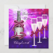 40th Birthday Pink Champagne Glasses Kaart (Voorkant)