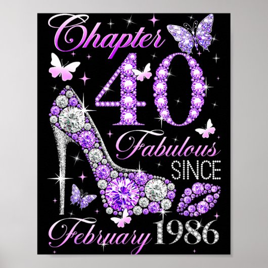 40th Birthday Queen Chapter 40 Fabulous Since 1986 Poster (Voorkant)