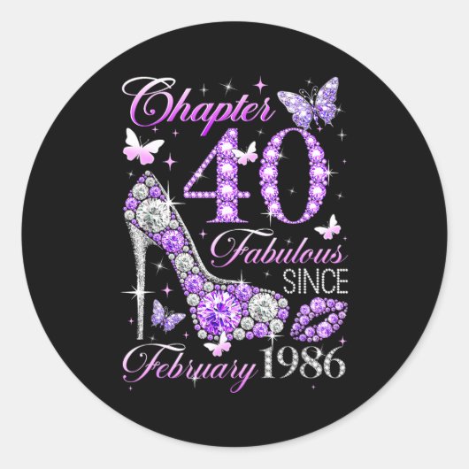 40th Birthday Queen Chapter 40 Fabulous Since 1986 Ronde Sticker (Voorkant)