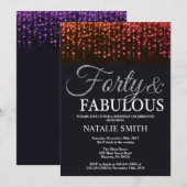 40th Birthday Red en Silver Glitter Kaart (Voorkant / Achterkant)