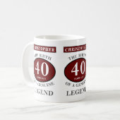 40th Birthday Red Genuine Legend Jouw naam toevoeg Koffiemok (Voorkant links)