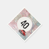 40th Birthday Red Retro Truck op Road Map Servet (Hoek)