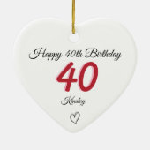 40th Birthday Red Shadow Monogram heart Keramisch Ornament (Achterkant)
