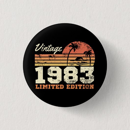 40th Birthday Retro 1983 Limited Edition Ronde Button 3,2 Cm (Voorkant)
