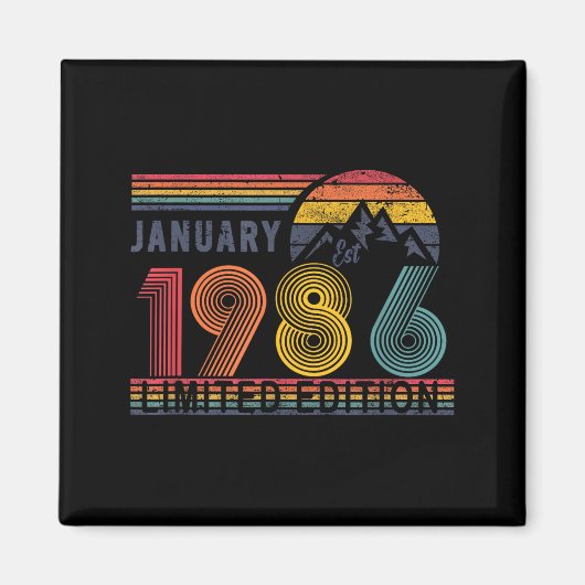 40th Birthday Retro Shirt,1986 Swea Gift January T Magneet (Voorkant)