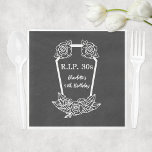 40th Birthday Rip 30s Black Rozen Coffin Party Servet<br><div class="desc">Rip 30s verjaardagsfeestservetten in het zwart om de 40e verjaardag van een vrouw te vieren. Ontwerp met een doodskist en rozen. Personaliseer het met de naam van het jarige meisje.</div>