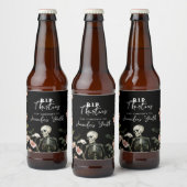 40th Birthday RIP Skeleton Pink Floral Party Bier Etiket (Flessen)