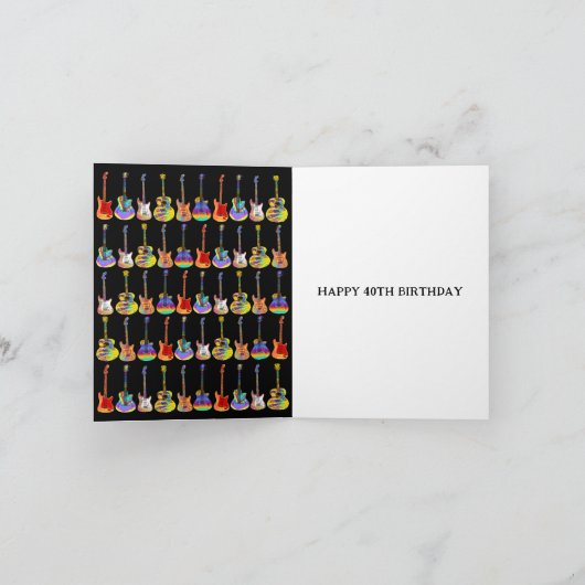 40th birthday Rock and Roll gitaar toevoegen Naam Kaart (Binnen)