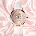 40th Birthday roos gouden naam Horloge<br><div class="desc">Een cadeau voor een 40e verjaardag. Een rozen gouden gradiënt achtergrondkleur. Een naam en datum toevoegen</div>