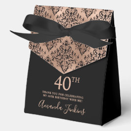 40th Birthday Rose Gold Damask Thank You  Bedankdoosjes