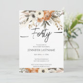 40th Birthday Rustic Floral Fall  Kaart (Staand voorkant)