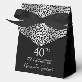 40th Birthday Silver Leopard Print Thank You  Bedankdoosjes