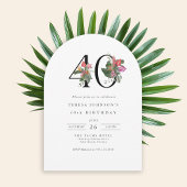 40th Birthday Simple Elegant Tropical Invitation Kaart