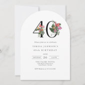 40th Birthday Simple Elegant Tropical Invitation Kaart (Voorkant)