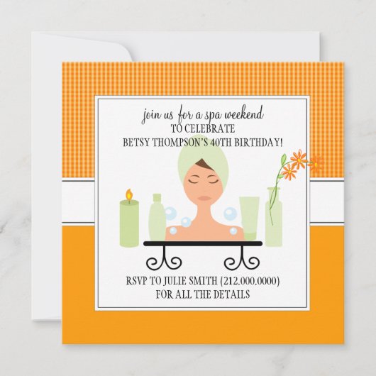 40th Birthday Spa Weekend Getaway Invitation Kaart (Voorkant)