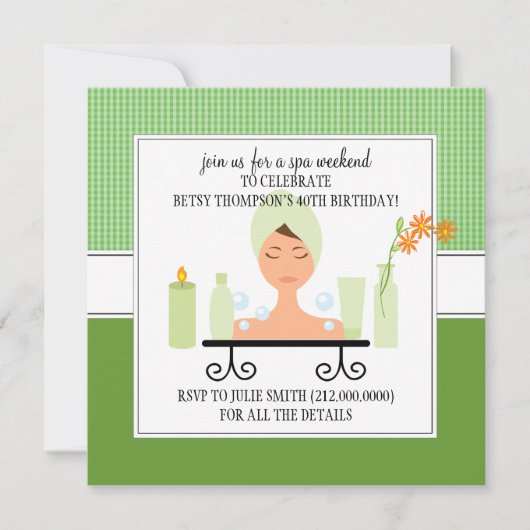 40th Birthday Spa Weekend Getaway Invitation Kaart (Voorkant)