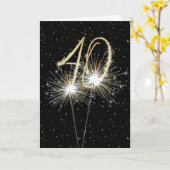40th Birthday Sparkler op zwart Kaart (Gele Bloem)