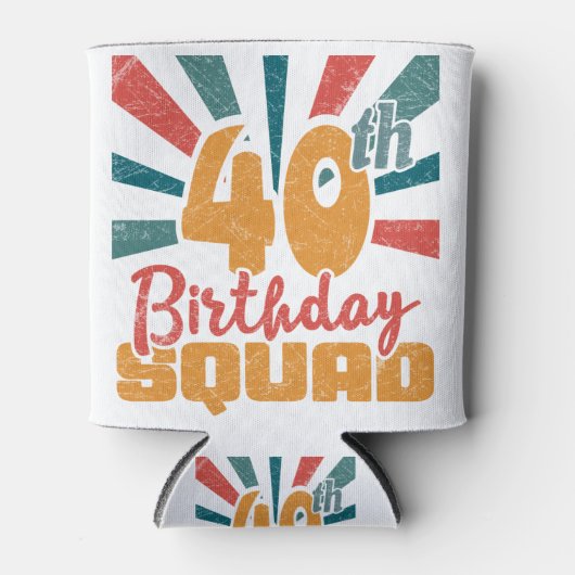 40th Birthday Squad  Retro Funny 40 Year Blikjeskoeler (Voorkant)