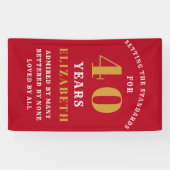 40th Birthday Standards Red Gold Jouw naam toevoeg Spandoek (Horizontaal)