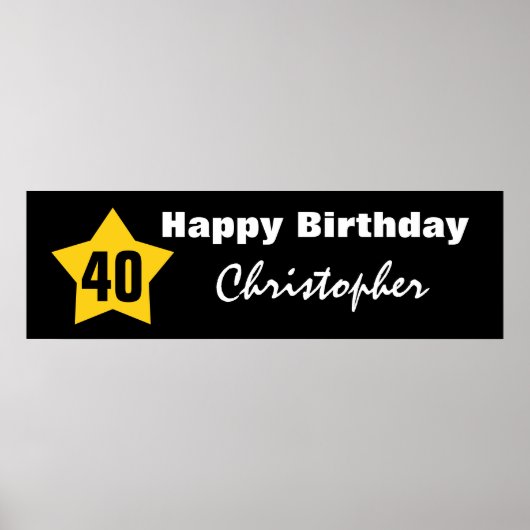 40th Birthday Star Banner Custom Name V01 Poster (Voorkant)