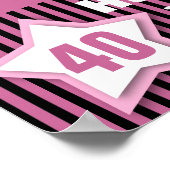 40th Birthday Star Banner Custom Name V07 PINK Poster (Hoek)