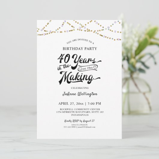 40th Birthday String Lights 40 JAAR IN DE MAAK Kaart (Staand voorkant)