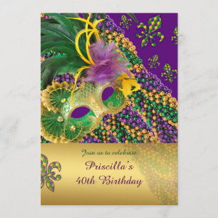 40th Birthday-uitnodiging,40th,Masquerade,Venezia Kaart