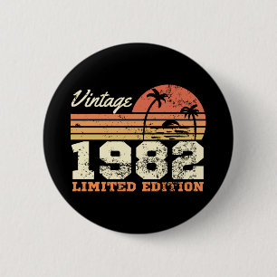 40th Birthday Vintage 1982 Limited Edition Retro Ronde Button 5,7 Cm