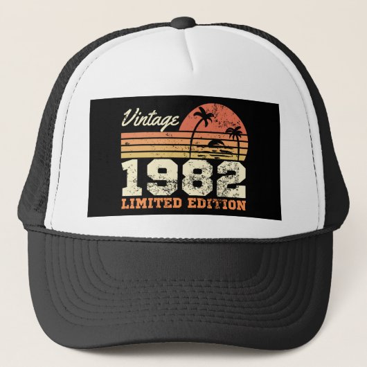 40th Birthday Vintage 1982 Limited Edition Retro Trucker Pet (Voorkant)