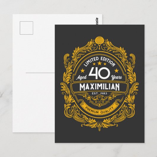  40th Birthday Whiskey Label met Jouw naam Briefkaart (Voorkant / Achterkant)