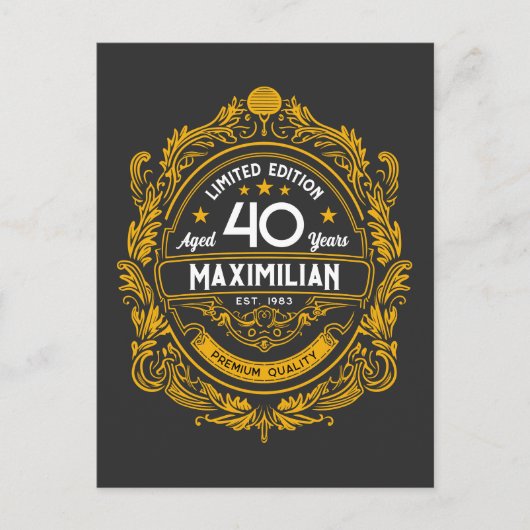 40th Birthday Whiskey Label met Jouw naam Briefkaart (Voorkant)