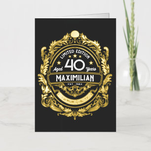 40th Birthday Whiskey Label met Jouw naam Folie Wenskaart