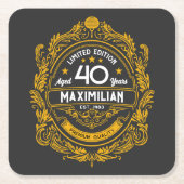  40th Birthday Whiskey Label met Jouw naam Kartonnen Onderzetters (Voorkant)