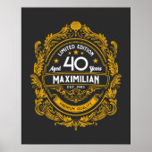  40th Birthday Whiskey Label met Jouw naam Poster (Voorkant)