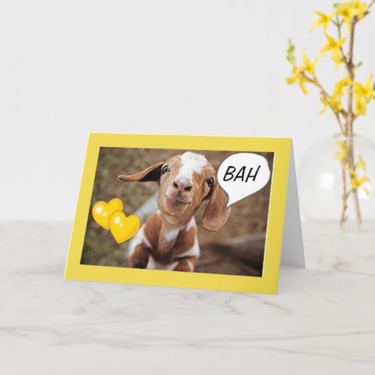 **40th BIRTHDAY** WISHES FROM A SILLY LITTLE GOAT Kaart (Gele Bloem)