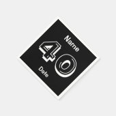 40th Birthday Zwart Wit Naam toevoegen Datum Servetten (Hoek)