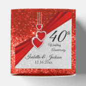 40th Bright Red en Glitter Jubileum Favor Box Bedankdoosjes (Bovenkant)