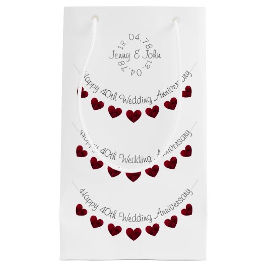 40th Bruiloft Jubileum robijn hart kleine geschenk Klein Cadeauzakje (Voorkant)
