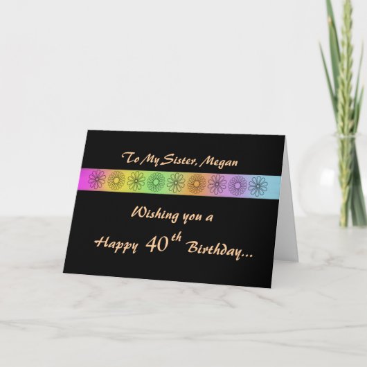 40th Customizable Birthday Card Kaart (Voorkant)