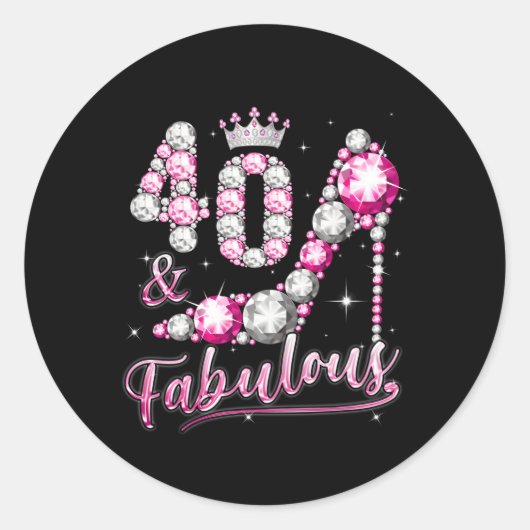 40th Diamond Crown Shoes 40 Fabulous 40 Ronde Sticker (Voorkant)