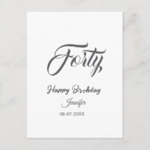 40th forty letterbirthday add name date year gray