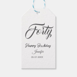 40th forty letterbirthday add name date year gray cadeaulabel