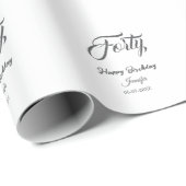 40th forty letterbirthday add name date year gray  cadeaupapier (Rol Hoek)
